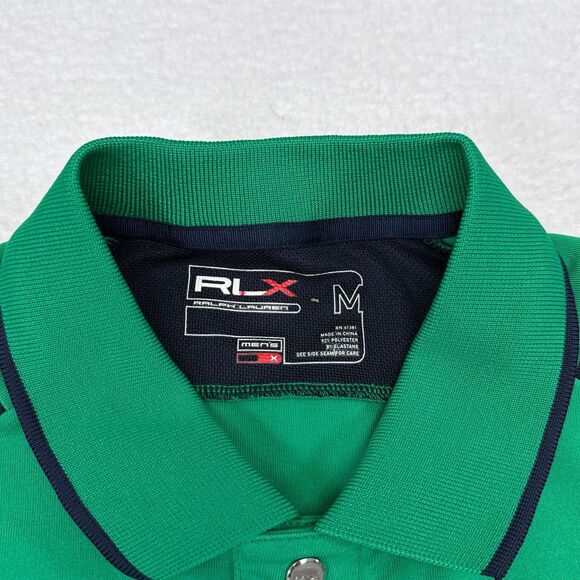 RLX Ralph Lauren Golf Polo Shirt Mens Size Medium Green Blue Breathable Stretch - Picture 4 of 9